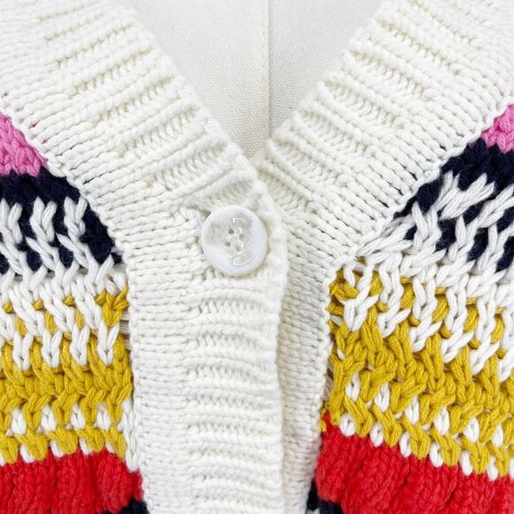 DeLuc Ayden Chunky Knit Crop Cardigan Sweater Striped Size Large - Picture 7 of 10